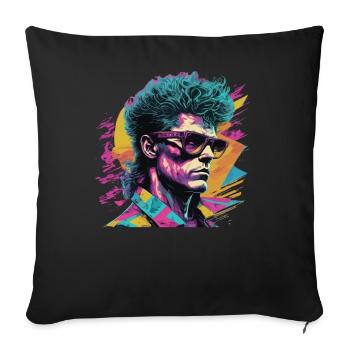 Retro Pop Art Portrait on Colorful Background - Sofa pillowcase 17,3'' x 17,3'' (45 x 45 cm) - black - Front