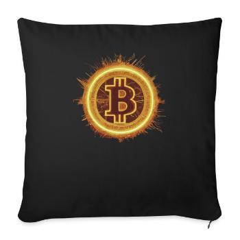Fiery Bitcoin Solar - Sofa pillowcase 17,3'' x 17,3'' (45 x 45 cm) - black - Front