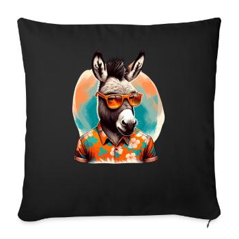 Casual donkey in summer look with sunglasses - Sofa pillowcase 17,3'' x 17,3'' (45 x 45 cm) - black - Front