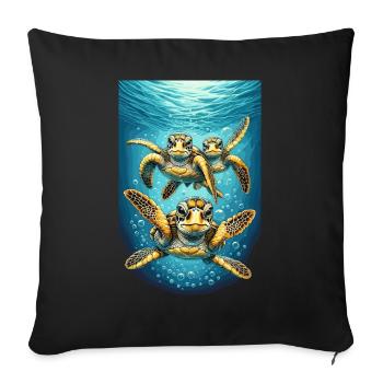 Tortue Abstraction Design Sous-marin - Housse de coussin décorative 45 x 45 cm - noir - Devant