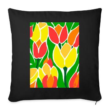 EG Tulpen I Blumen I Tulpenfest I Geschenkidee - Sofakissenbezug 45 x 45 cm - Schwarz - Vorne