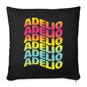 t-shirt Adelio text wave effect wave text - Sofa pillowcase 17,3'' x 17,3'' (45 x 45 cm) - black - Front