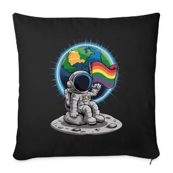 We are all human LGBTQIA+ Pride Astronaut - Sofa pillowcase 17,3'' x 17,3'' (45 x 45 cm) - black - Front