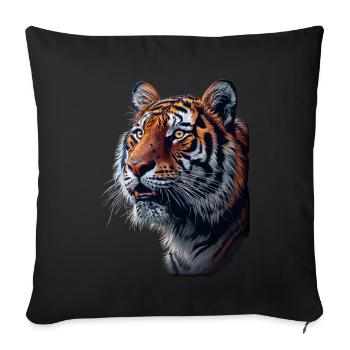 Tigre de profil latéral - Housse de coussin décorative 45 x 45 cm - noir - Devant