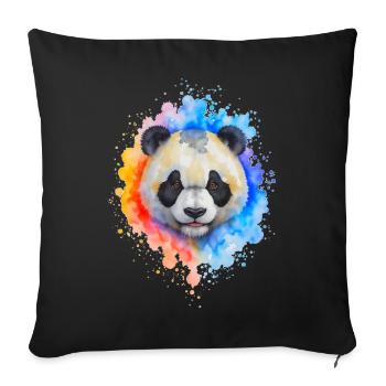 Éclaboussure de panda aquarelle - Housse de coussin décorative 45 x 45 cm - noir - Devant