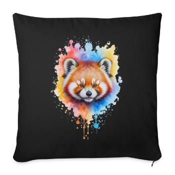 Éclaboussure aquarelle de panda rouge - Housse de coussin décorative 45 x 45 cm - noir - Devant