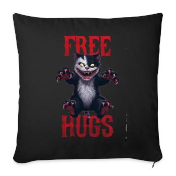 Funny Hugs For Free Horror Dark Cat Humor - Sofa pillowcase 17,3'' x 17,3'' (45 x 45 cm) - black - Front