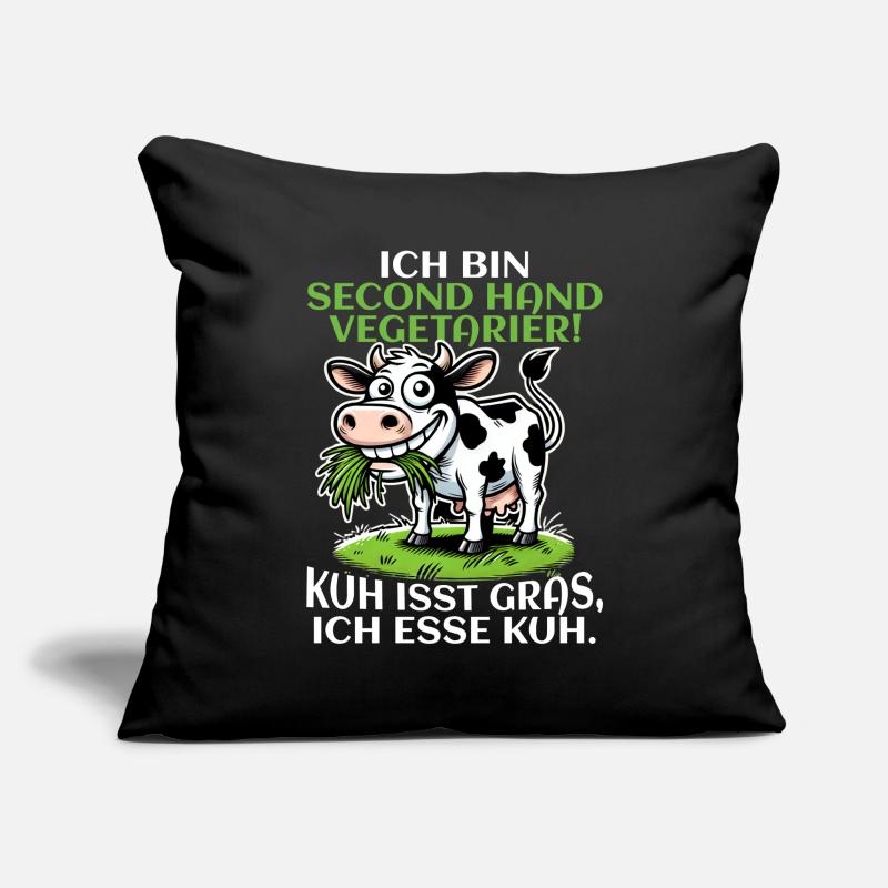 Ich bin Second Hand Vegetarier - Kuh Meme Sofakissenbezug 45 x 45 cm
