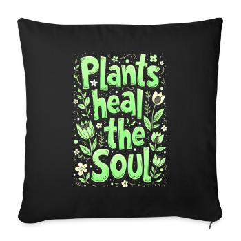 LES PLANTES GUÉRISSENT L’ÂME - Housse de coussin décorative 45 x 45 cm - noir - Devant