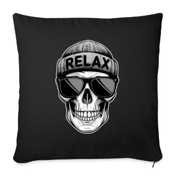 Relax Skull with Beanie and Sunglasses - Sofa pillowcase 17,3'' x 17,3'' (45 x 45 cm) - black - Front