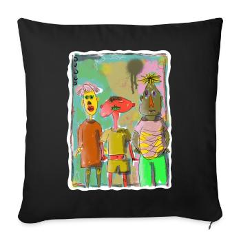 Illustration de trois amis « Dudes » - Housse de coussin décorative 45 x 45 cm - noir - Devant