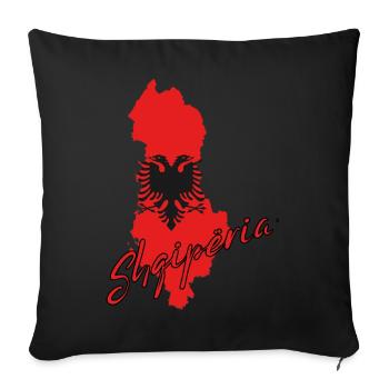 Albanian flag, Albanian pride - Sofa pillowcase 17,3'' x 17,3'' (45 x 45 cm) - black - Front