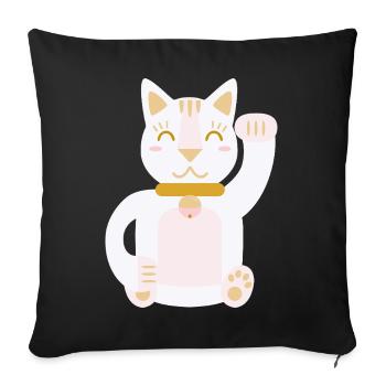 Maneki Neko L Chat porte-bonheur - Housse de coussin décorative 45 x 45 cm - noir - Devant