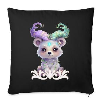 Ourson magique en paillettes pastel. - Housse de coussin décorative 45 x 45 cm - noir - Devant