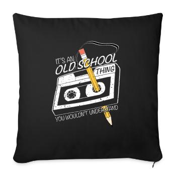 Design Drôle Génération 70 80, Cassette audio - Housse de coussin décorative 45 x 45 cm - noir - Devant