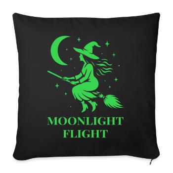 Hexe fliegt bei Mondlicht durch die Nacht - Sofakissenbezug 45 x 45 cm - Schwarz - Vorne