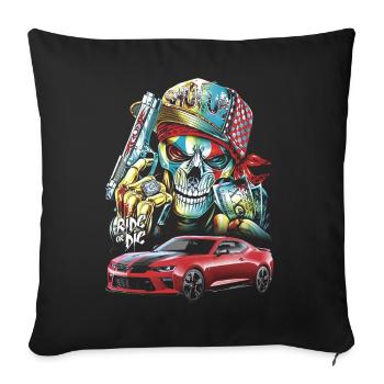 Skull, Bold, Red Car - Sofa pillowcase 17,3'' x 17,3'' (45 x 45 cm) - black - Front