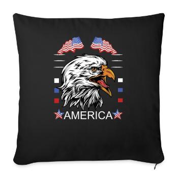 Aigle américain avec motif de drapeau - Housse de coussin décorative 45 x 45 cm - noir - Devant