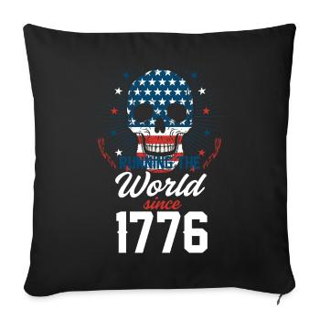 Crâne avec drapeau américain et histoire - Housse de coussin décorative 45 x 45 cm - noir - Devant