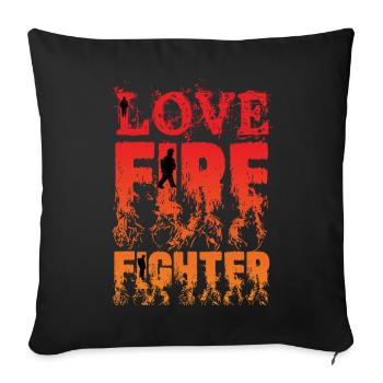 Love fights against fire - Sofa pillowcase 17,3'' x 17,3'' (45 x 45 cm) - black - Front
