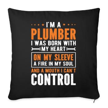 Citation amusante sur le plombier - Housse de coussin décorative 45 x 45 cm - noir - Devant