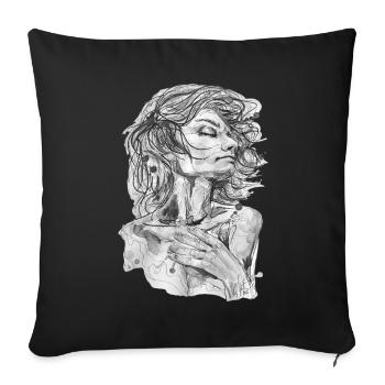 Air dessin noir et blanc carographique - Housse de coussin décorative 45 x 45 cm - noir - Devant