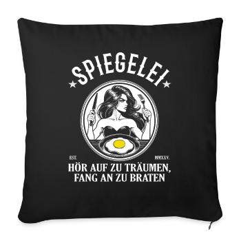 Fried Egg Design – Start Frying - Sofa pillowcase 17,3'' x 17,3'' (45 x 45 cm) - black - Front