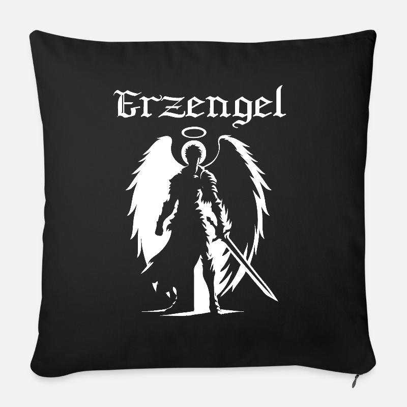 Erzengel Silhouette Design – Himmlische Kraft - Sofakissenbezug 45 x 45 cm - Schwarz