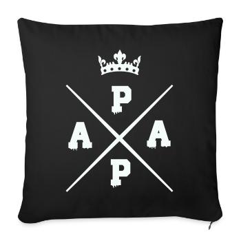 Logo de la couronne de papa croisé - Housse de coussin décorative 45 x 45 cm - noir - Devant