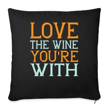 Love wine - Sofa pillowcase 17,3'' x 17,3'' (45 x 45 cm) - black - Front