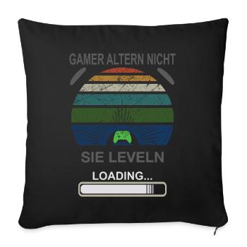 Gamer Leveling Loading Retro Sunburst - Sofa pillowcase 17,3'' x 17,3'' (45 x 45 cm) - black - Front