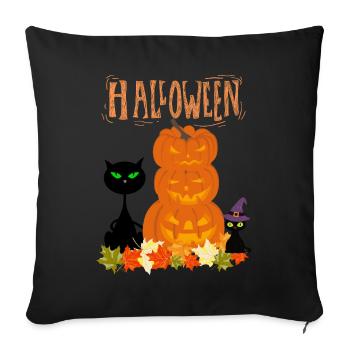 Halloween Stack Pumpkins Cat - Sofa pillowcase 17,3'' x 17,3'' (45 x 45 cm) - black - Front