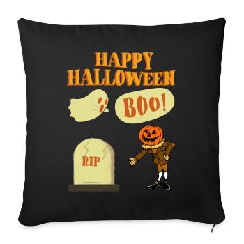 Halloween Cartoon Pumpkin Ghost - Sofa pillowcase 17,3'' x 17,3'' (45 x 45 cm) - black - Front