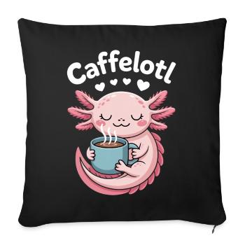 Caffelotl Axolotl Café Kawaii Drôle - Housse de coussin décorative 45 x 45 cm - noir - Devant