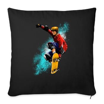 Skateboard Sprung Neon Splash - Sofakissenbezug 45 x 45 cm - Schwarz - Vorne
