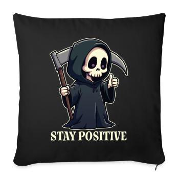 Restez positif - Housse de coussin décorative 45 x 45 cm - noir - Devant