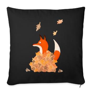 fox with leaves - Sofa pillowcase 17,3'' x 17,3'' (45 x 45 cm) - black - Front