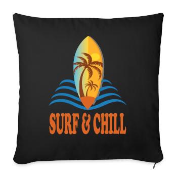 Surf et détente - Housse de coussin décorative 45 x 45 cm - noir - Devant