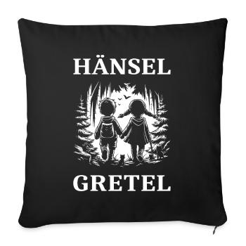 Hänsel & Gretel – Lustiges Comic Design - Sofakissenbezug 45 x 45 cm - Schwarz - Vorne
