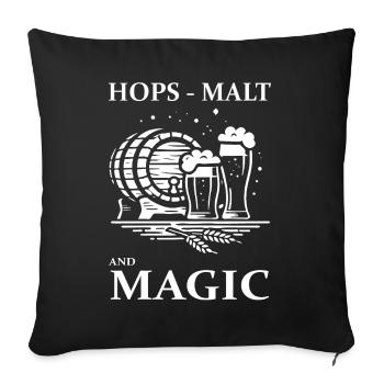 Bier Design – Hops, Malt and Magic - Sofakissenbezug 45 x 45 cm - Schwarz - Vorne