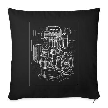 Plan de moteur industriel - Housse de coussin décorative 45 x 45 cm - noir - Devant