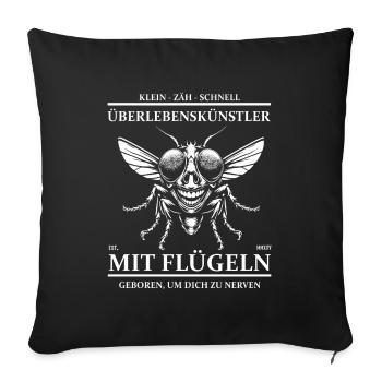 Flying Design – Funny Survivalist Motif - Sofa pillowcase 17,3'' x 17,3'' (45 x 45 cm) - black - Front
