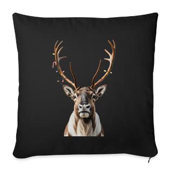 Deer Rudolph Merry Christmas sweet - Sofa pillowcase 17,3'' x 17,3'' (45 x 45 cm) - black - Front