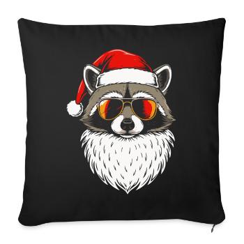 Cool Santa Racoon Weihnachtsdesign Xmas racoon - Sofakissenbezug 45 x 45 cm - Schwarz - Vorne