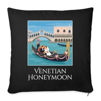 Venetian_Honeymoon_Gondel - Sofakissenbezug 45 x 45 cm - Schwarz - Vorne