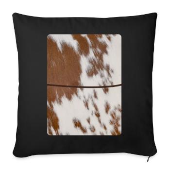Journal en cuir de vache brun - Housse de coussin décorative 45 x 45 cm - noir - Devant