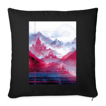 Psy-Art - Temple over Mountain Landscape - Sofa pillowcase 17,3'' x 17,3'' (45 x 45 cm) - black - Front