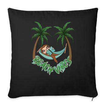 Plage de paresseux chaude pour se détendre - Housse de coussin décorative 45 x 45 cm - noir - Devant