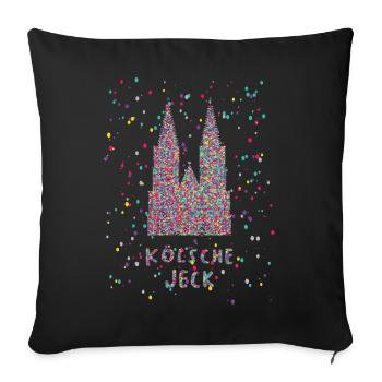 Cologne Jeck Cathédrale de Cologne Carnaval Confettis - Housse de coussin décorative 45 x 45 cm - noir - Devant