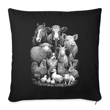 Animaux de la ferme - Housse de coussin décorative 45 x 45 cm - noir - Devant